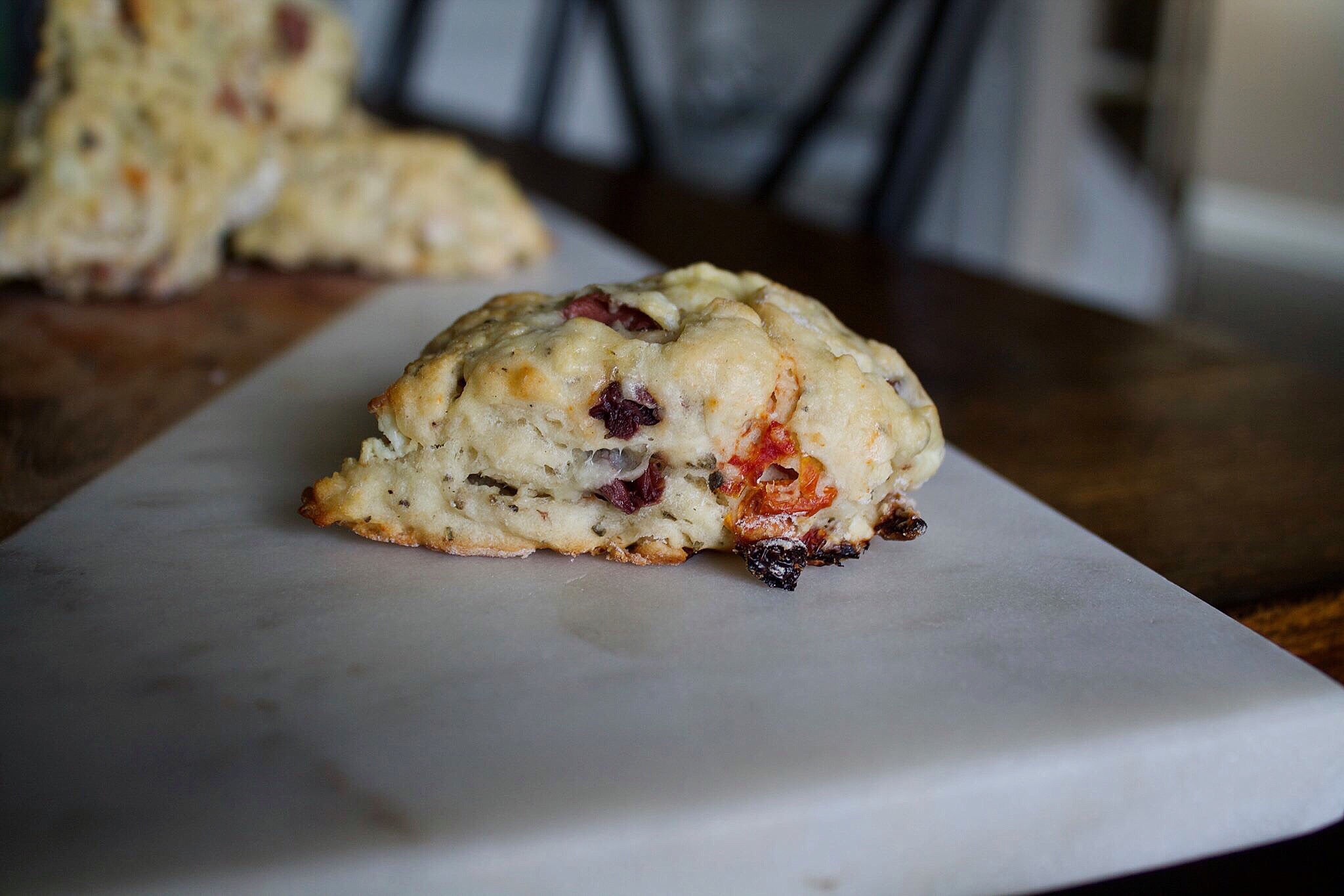 Sundried Sundried Tomato Olive and Goat Cheese Scone