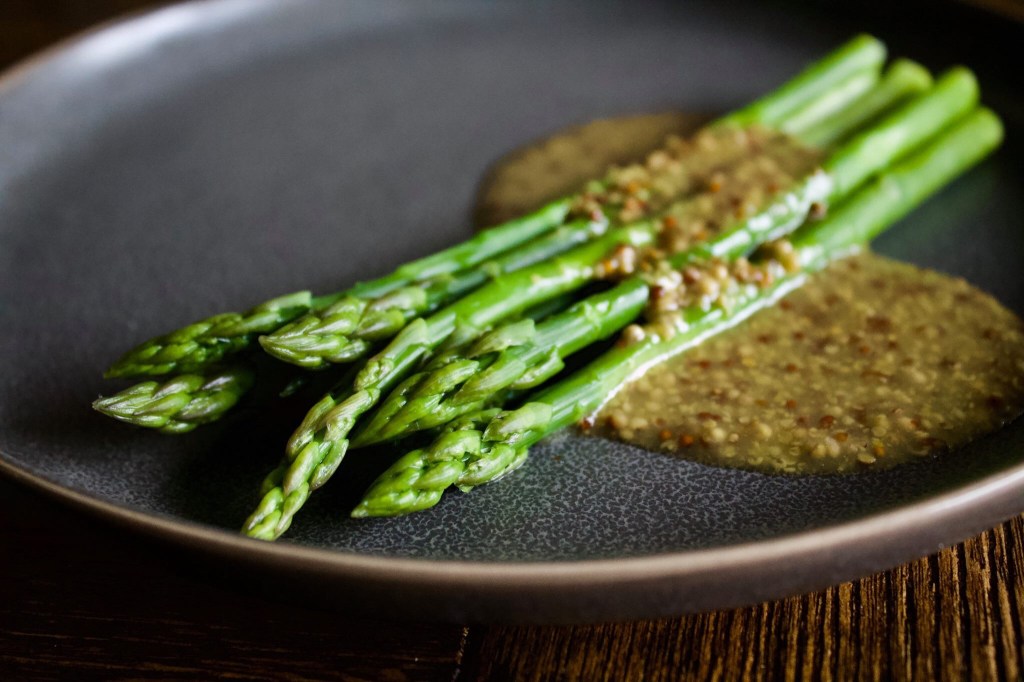 Asparagus with a Ground Mustard Champagne&nbsp;Vinaigrette