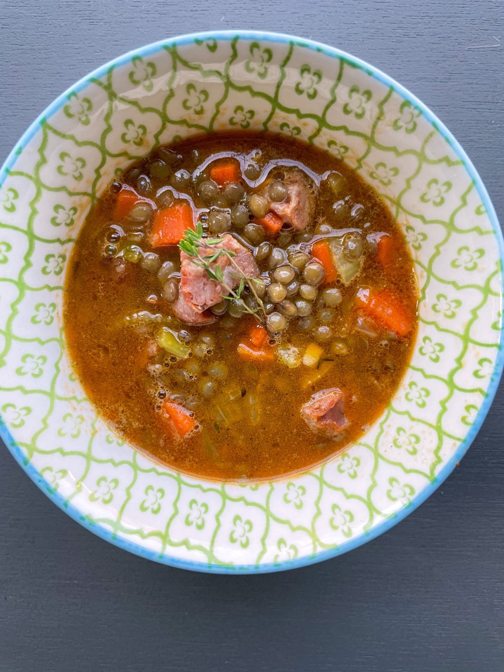 French lentil and cajun sausage&nbsp;Soup