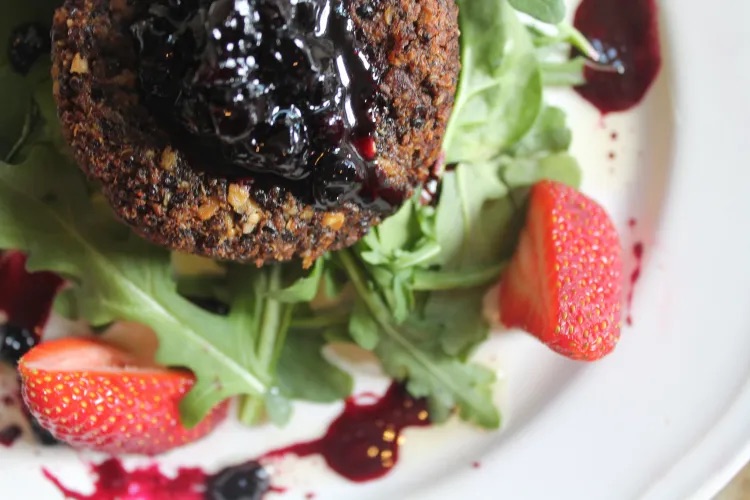 Three Bean Vegan Burger with Triple Berry Srirachi&nbsp;Sauce